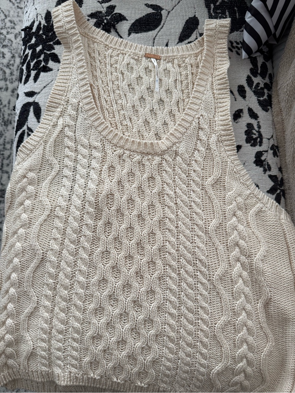 Free People Cream Cable Knit Tank